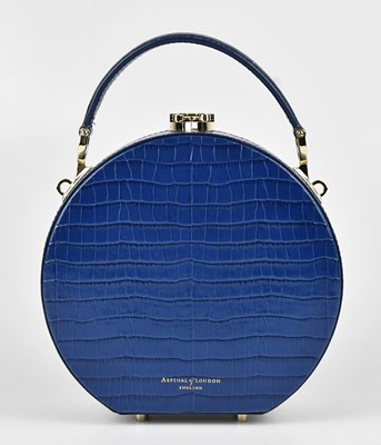 Lot 1396 - ASPINAL; a blue embossed crocodile leather Hat...