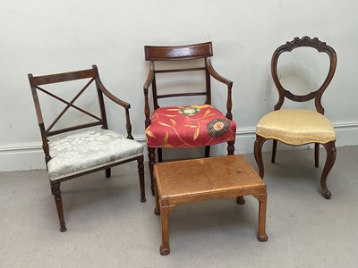 Lot 1293 - Two 19th century open sided elbow chairs, a...