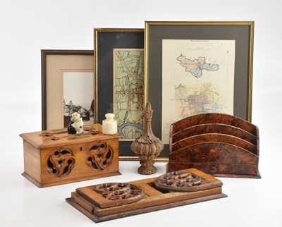 Lot 2064 - A Victorian carved oak box with brass plaque, '...