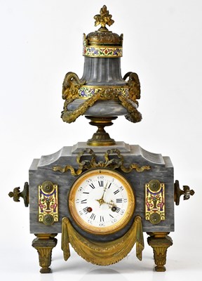 Lot 133 - A 19th century French grey marble mantel clock...