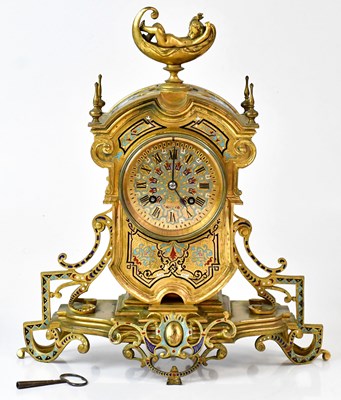 Lot 136 - A 19th century French gilt brass mantel clock...