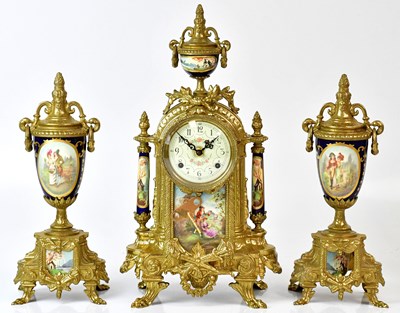 Lot 135 - A 19th century style French clock garniture of...