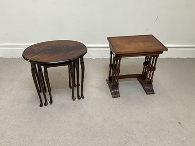 Lot 1131 - Two reproduction nests of tables, height 57cm,...