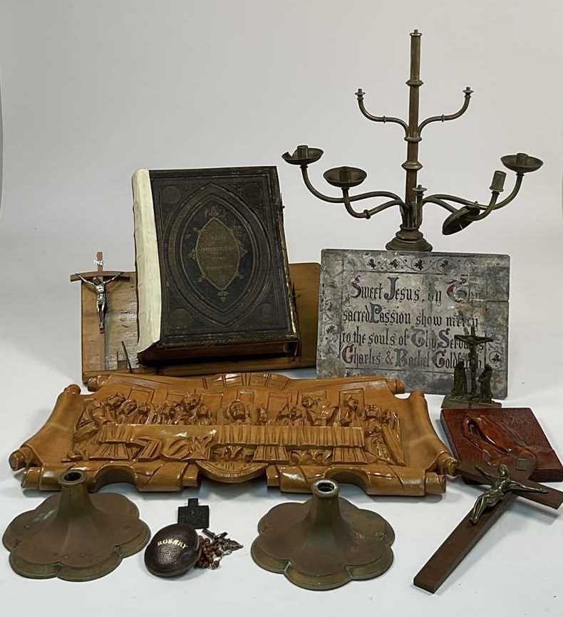 Lot 43 - A group of religious articles, to include a...