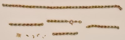 Lot 1266 - A broken 9ct yellow gold rope twist necklace,...