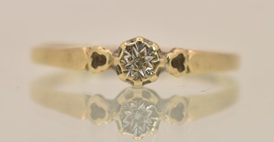 Lot 1321 - A 9ct yellow gold diamond solitaire ring, with...