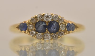 Lot 1297 - A 19th century 18ct yellow gold sapphire and...
