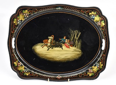Lot 2008 - A late 19th century Russian lacquered tray by...