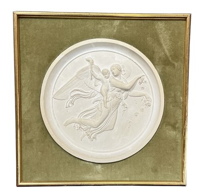 Lot 342 - An early 20th century circular plaster relief...