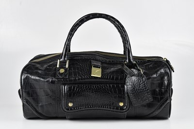 Lot 1424 - ASPINAL; a black leather embossed crocodile...