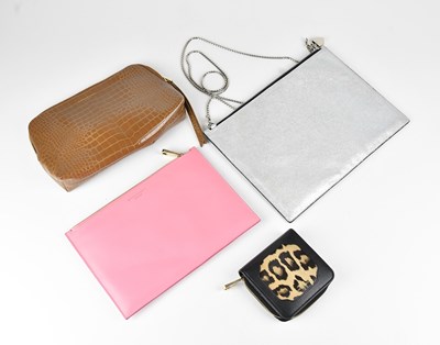 Lot 1412 - ASPINAL; a silver glitter leather large clutch...