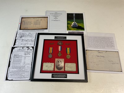 Lot 84 - A WWI medal group and paperwork awarded to...