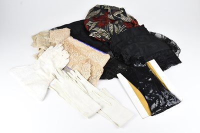 Lot 1313 - Two original 1930s black silk and lace...