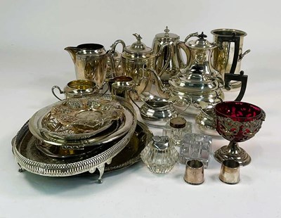 Lot 604 - A quantity of silver plated tea, coffee sets,...