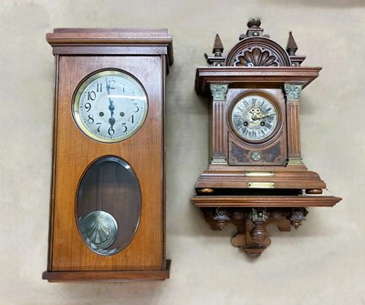 Lot 344 - A 19th century Swiss mahogany wall clock with...