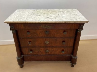 Lot 657 - A 19th century walnut veneer French Empire...