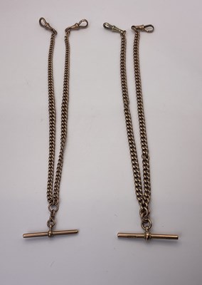 Lot 528 - Two 9ct gold Albert chains, comprising 38cm...