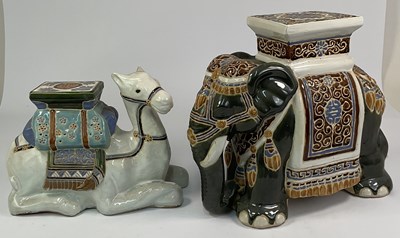 Lot 112 - A Chinese ceramic elephant seat, height 42cm,...