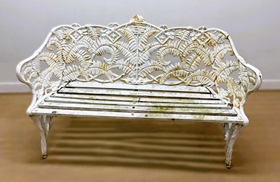 Lot 755 - A Coalbrookdale style cast iron garden bench...