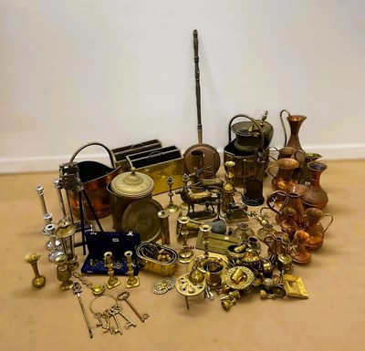 Lot 145 - A quantity of brass and copper ware to include...