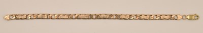 Lot 1411 - A 9ct yellow gold flat curb and bar link...
