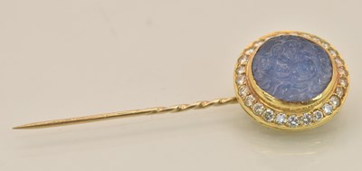 Lot 1263 - An Italian 18ct yellow gold stickpin, the...