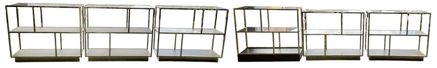 Lot 7 - A set of five modern gilded chromed metal...