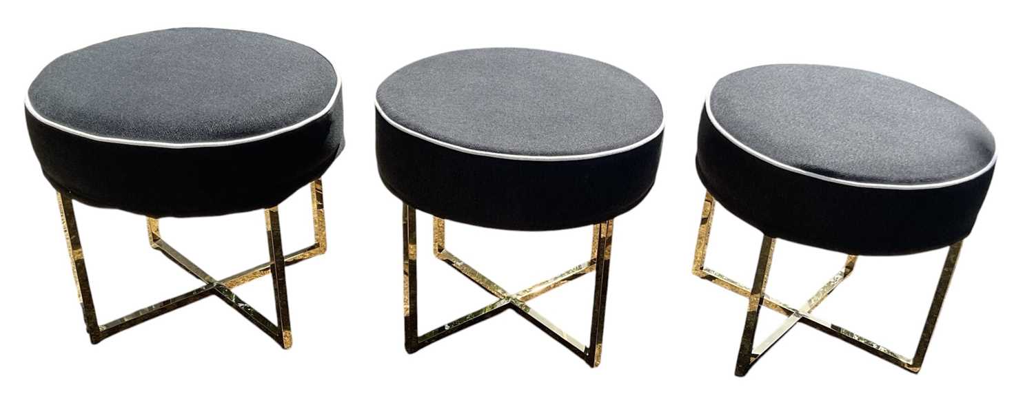 Lot 47 - Three modern gilt metal framed black...