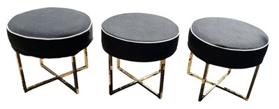 Lot 47 - Three modern gilt metal framed black...