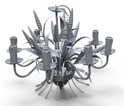 Lot 126 - A modern grey painted floral eight branch...