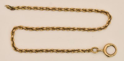 Lot 1359 - A 9ct yellow gold rope twist necklace section...