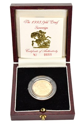 Lot 525 - THE ROYAL MINT; a 1993 gold proof sovereign,...