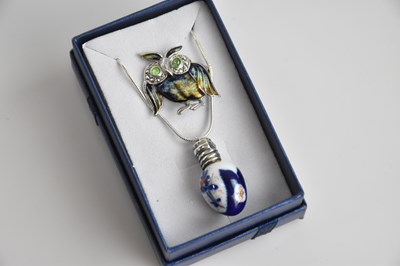 Lot 189 - A Scandinavian silver owl brooch, together...