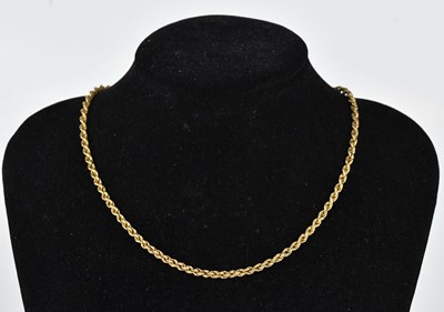 Lot 276 - A 9ct yellow gold rope twist necklace, length...