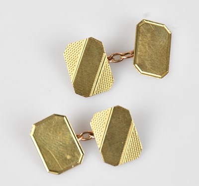 Lot 157 - A pair of 9ct yellow gold part textured...