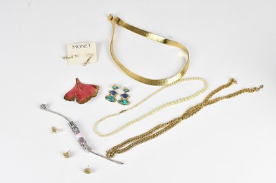 Lot 1437 - MONET; a decorative gold tone necklace, length...