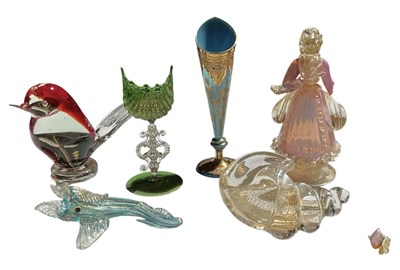 Lot 557 - MURANO; an early 20th century pink gilt...