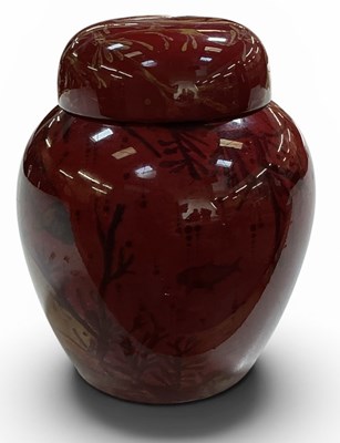 Lot 483 - BERNARD MOORE; a red flambé glazed Art Pottery...