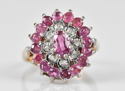 Lot 578 - A 9ct yellow gold cluster dress ring set with...