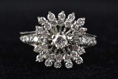 Lot 417 - An early 20th century 18ct white gold diamond...