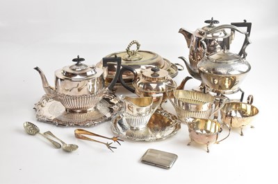 Lot 17 - Collection of plated ware, salvers, tray, tea set