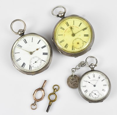 Lot 1038 - Two hallmarked silver cased key wind open...