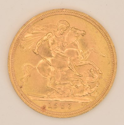Lot 1469 - An Elizabeth II full sovereign, 1957, young head.