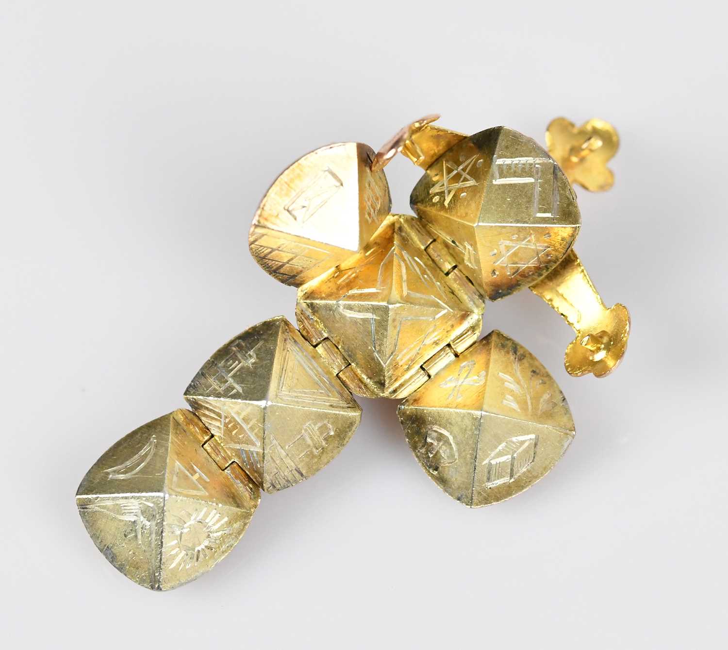 Lot 13 - A 9ct yellow gold and silver Masonic swivel...