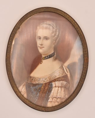 Lot 186 - A good 18th/19th century oval ivory painted...