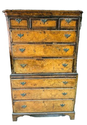 Lot 734 - A 19th century walnut chest on chest with...