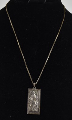 Lot 1384 - A hallmarked silver St Christopher rectangular...