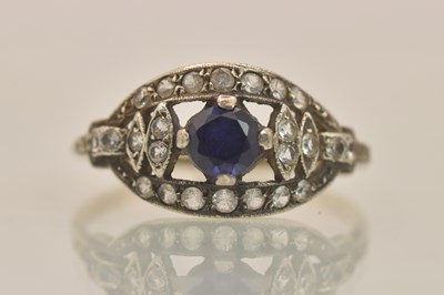 Lot 1327 - A 9ct gold on silver Art Deco blue and white...