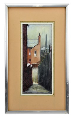Lot 87 - TOM BROWN (1933-2017); pastel, back alley,...