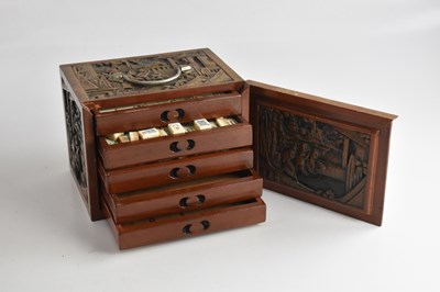 Lot 651 - A camphor wood mahjong set